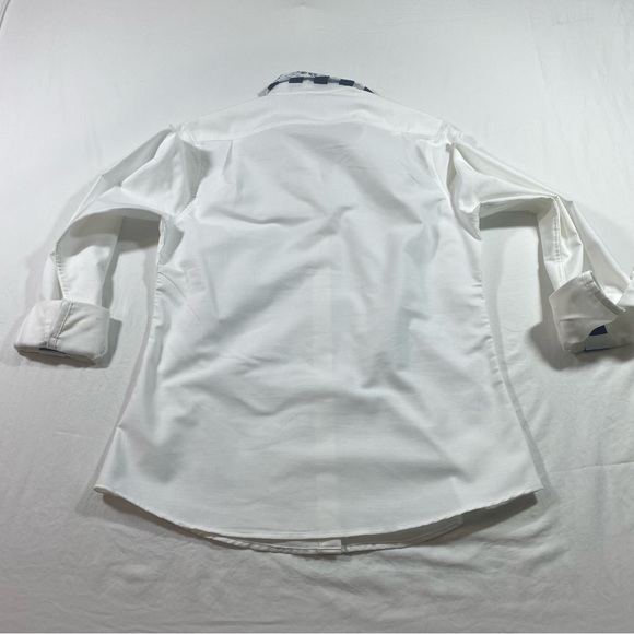 Pearly Vine Button down shirt Contrasting collar and Cuff White Blue Shirt XS - Picture 10 of 12